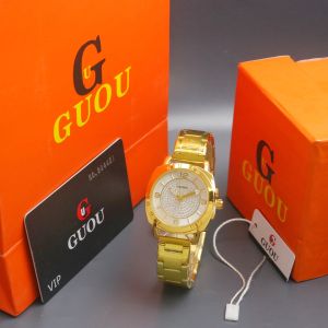 Paket Box Exclusive Small + Paper Bag / Jam Tangan Guou Mutiata VA-842DA / Jam Tangan Fashion Wanita Tali Rantai Diameter 35cm