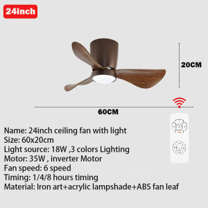 Ceiling Fan Light 42/48/52Inch Remote Control 6 Speeds 3 Colors Light 72W Wooden Blades Chandelier Nordic Modern Pendant Lighting For Kitchen Dining Living Room Bedroom