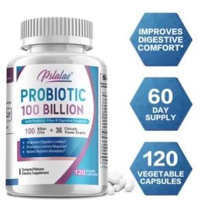 Pslalae Probiotics with Organic Prebiotic Fiber and Enzymes Digestion and Immunity - 30/60/120COUNT