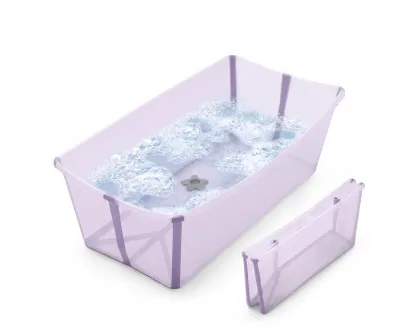 Stokke Flexi Bath X-Large Baby Bathtub White Grey - 31.5 x 15.7 x 9.4 in - Best for Infants & Toddlers - Lightweight Foldable & Easy to Store - Convenient to Use at Home or Traveling