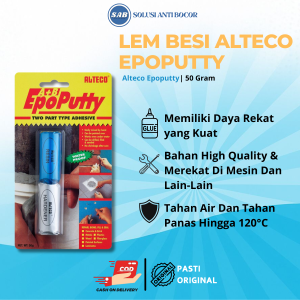 Lem Epo Putty Alteco 50gr | Lem Porting Mesin Tahan Panas 500°C & Anti Oli | Tambal Tangki Radiator Mesin lem porting tahan panas dan oli Pipa Toren Bocor