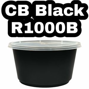 CB R 750 / 1000 B Black Round Container With Lid ( 50sets± ) Disposable PP Plastic Food Box - Ware - Bekas Makanan Bulat - Chunbe CBware - R750B R1000B 1000B 750B