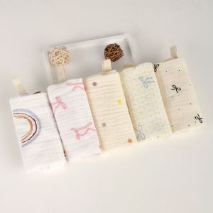 YIYIUR Soft Baby Cotton Washcloth 4-Layer Pure Cotton Absorbent Newborn Burp Cloth  Baby Towels Square Towels
