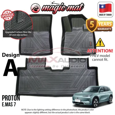 (5-Yrs Warranty) NEW 5D TPE Rubber MAGIC MAT Hygiene Waterproof Carpet Car Mat Karpet Kereta Alza Aruz Axia Bezza Myvi Emas 7 Iriz Persona S70 Saga Blm Se Fl Flx VVT MC1 MC2 X50 X70 Cross Hilux Revo Veloz Vios Yaris BYD Atto 3 Isuzu Dmax Jaecoo J7 Triton