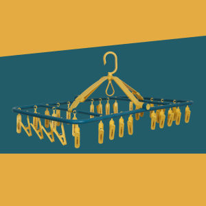 พวงหนีบผ้า 32 ชิ้น ที่ตากชุดชั้นในและถุงเท้า ไม้แขวนหนีบพับได้ ราวหนีบผ้าพลาสติก