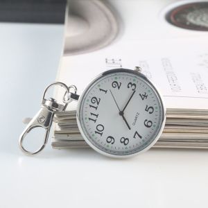 Vintage Pocket Watches Big Dial Keychain Watch Fob Clock With Battery For Nurse Student Elderly