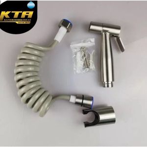 [[สแตนเลส304แท้ 100%]] ชุดชำระสแตนเลส304❌ไม่ขึ้นสนิม พร้อมสายPUใหม่ ❌ไม่แตก ❌ไม่หัก ❌ไม่งด ยืดได้ถึง2ม. (BS01SS-PU)