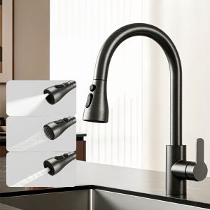 Kitchen Tap 304 Stainless Steel Hot And Cold Kitchen Pull-out Faucet Sink Tap