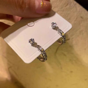 [fenggongshuode] 4Pcs set Fashion Exquisite Zircon Hoop Earrings For Women Girls Daily Stud Earring Y2K Accessories Jewelry Gifts