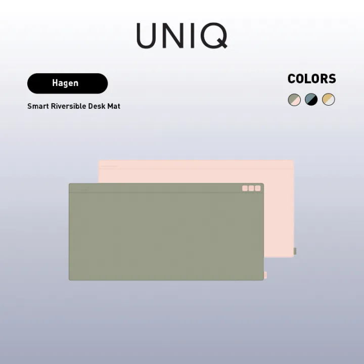 UNIQ Hagen Reversible Smart Organization Desk Mat - Pink Green/Yellow Grey /Black Washed Blue