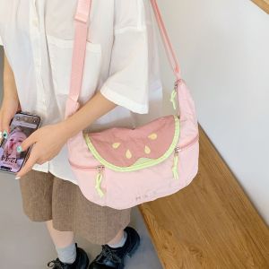 REEBO Cute Nylon Shoulder Bag Korean Style Handbag Fruit Shape Crossbody Bag Fashionable Lightweight Cloth Messenger Bag Women