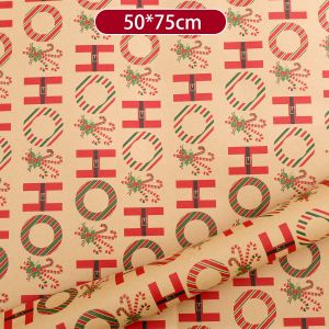 Polocat 50*75cm Christmas Gift Wrapping Paper Santa Claus Snowflake Reindeer Print Kraft Paper Christmas Pattern Gift Wrap