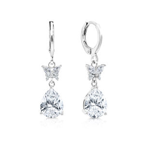 SO SEOUL Caria Butterfly Diamond Simulant Zirconia Teardrop Earrings