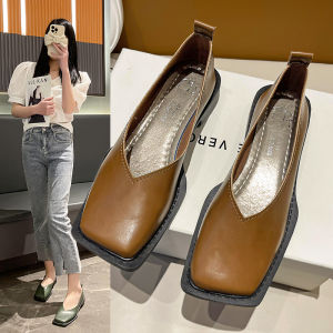 Free Shipping Elegant Retro-Style Chunky-Heeled Single Shoes New Korean-Style WomenS Fashion Brown Square-Toe Shallow Pumps