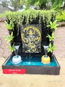 ม่านน้ำตกหินกาบน้ำตกหน้าบ้านน้ำตกฮวงจุ้ยน้ำพุองค์พระพิฆเนศเสริมสร้างความมั่นคงโชคลาภตกแต่งต้นไม้ฟรีพร้อมไฟดาวน์ไลท์โอ่งน้ำล้นพร้อมจัดส่ง