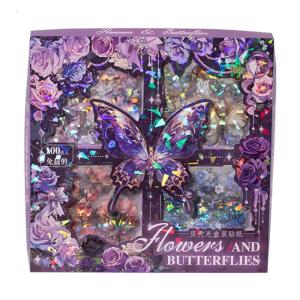 100 Sheets Butterfly Sticker Water Bottle Sticker Scrapbook Sticker Decorative Sticker Flower Decal Craft Supplies