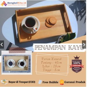 Nampan Kayu / Baki Kayu / Penampan / Pelengkapan Dapur / Aksesoris Dapur / Tempat Penyimpanan Ukuran Besar