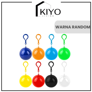 KIYO Jas Hujan Plastik Gantungan Bola dengan Gantungan Kunci Warna Warni Jas Hujan Konser Bola Portable Darurat Bisa Digantung