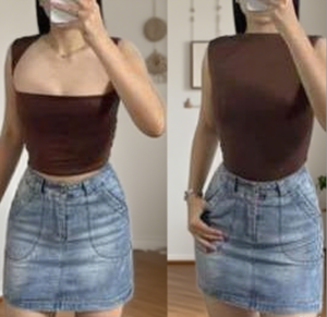 Two-Way Double Lining Front And Back Full Cotton Basic For Women Womenswear Simple comfortable Top