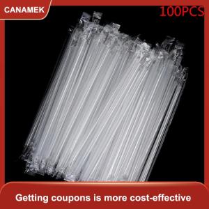 【CANAMEK】 100PC rõ ràng cá nhân bọc uống PP ống hút uống ống hút Nguồn cung cấp bên