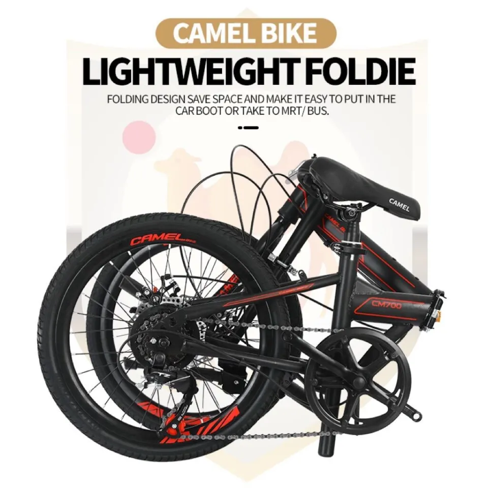 SINGAPORE OFFICIAL SHOP CAMEL Foldable Bicycle with Disc Brake 7Speeds Shimano Authentic Camel bike 20inch Foldable bike Adults Foldable folding bikes Lazada Singapore