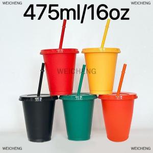 [COD] WEICHENG 1 cái tái sử dụng rơm uống cup cá nhân Flash bột chai nước nhựa bền Tumblers với ống hút nắp