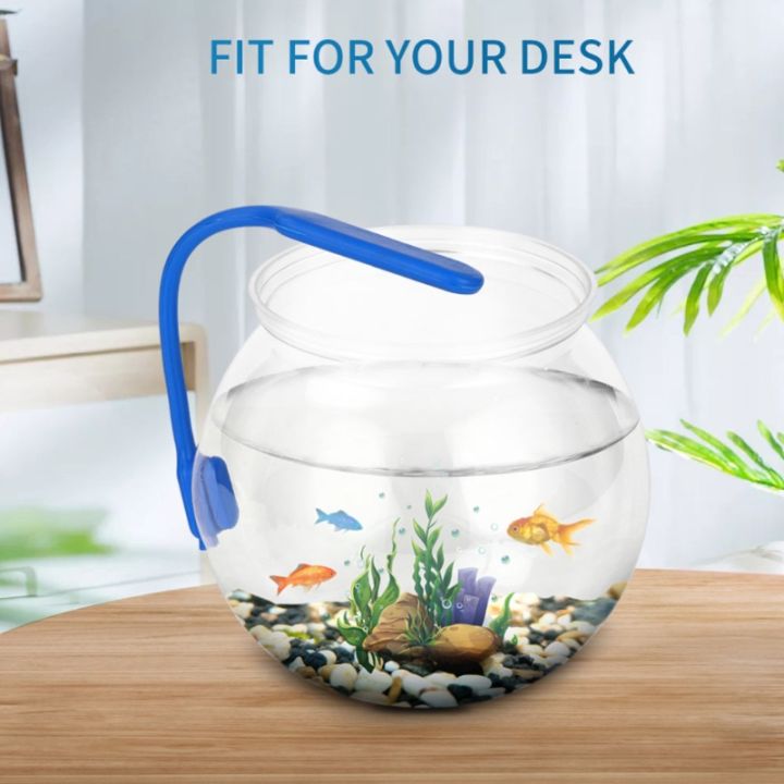 Plastic Fish Bowls Round Aquarium Transparent Fish Keeper Fishbowl  One-piece Construction Shatterproof Starter Kit