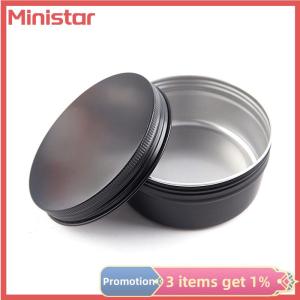 Ministar Black Empty Round Aluminum Box Metal Tin Cans Cosmetic Cream Diy Refillable Jar