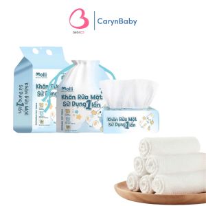 Khăn Rửa Mặt Dùng Một Lần Molli Khăn Đa Năng Sợi Thực Vật Tự Nhiên Cao Cấp Mềm Mại An Toàn Cho Bé và Mẹ Bebi123