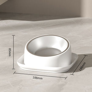 【Ready From SG】Cat Bowl Pet Bowl Tilted 15° Slanted Elevated Feeder Sloping Bowl Dog Food Bowl Anti-Tip Dog Bowl Stainle