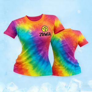 2026 Zumba Clothing Womens T-Shirt Breathable Quick-Drying Short-Sleeved Shirt Tie-Dye Graphic T-Shirt Full Sublimation