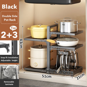 GSlife Carbon Steel Pull-Out Under Sink Organizer Storage Rack Kitchen Cabinet with Sliding Organizers Shelves Condiment Seasoner Racks