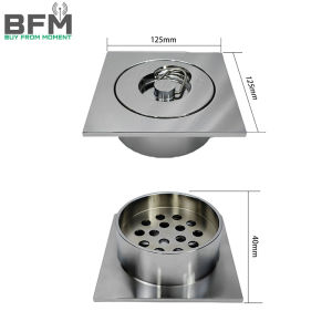 High-end square pure copper chrome-plated floor drain swimming pool sealed drain pipe hot spring pool drain valve