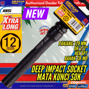 AMERICAN TOOL Impact Deep Socket 1/2" 12mm x 128 mm XTRA LONG Mata Kunci Sok Pukul Panjang CR-MO