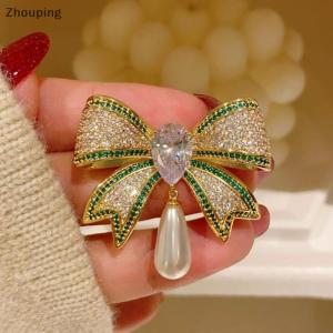 【ZP】 Flash Sale Cute Temperament Rhinestone Bowknot Brooches For Women Girls Fashion Delicate Corsage Elegant Suit Pins Clothing Accessories Gifts