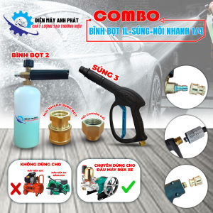 Bình bọt 1L gắn dây rửa xe 8.5mm 6.5mm Đầu rửa xe 1 hp 2hp kèm sung xịt rửa xe ren 22 Dây rửa xe ren 14 Đầu rửa xe dây curoa dây đai
