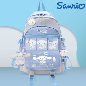 Anime Sanrio Plush Toy Kuromi Cinnamoroll Backpack for Children (Girl/Boy) - Black/Blue - Large - Kawaii Schoolbag - Computer Bag - Gift