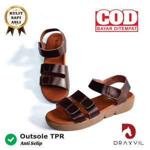 Draxvil - Sandal Wedges Cewe Kekinian Kulit Sapi Premium