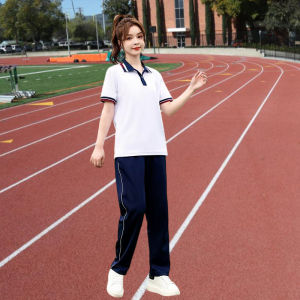 Summer Middle School Uniform Suit High School Student Short Sleeve Business Attire Sports Group Clothes Men and Women College Style University Business Attire