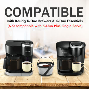 【i Cafilas】[DM02] Premium Reusable Food Grade PP Stainless Steel Mesh Ground Coffee Filter Basket 100 Filter Papers Pure-Brewing Fit for Keurig K-Duo Essentials K-Duo Brewers Machine Mr coffee CGX20Morph620shards