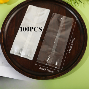 100Pcs DIY Ice Cream Gold Elegant Pastry Plastic Bag Seal Graham Bar Heat Seal Wrapper 8x19CM