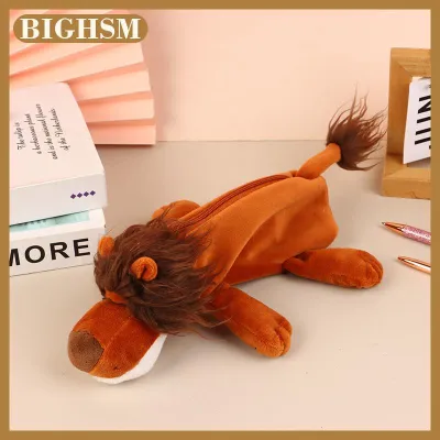BIGHSM กล่องดินสอการ์ตูนรูปสัตว์สิงโตหมีตุ๊กตาปากกากระเป๋าเครื่องสำอางกระเป๋าเก็บของตั้งโต๊ะอุปกรณ์การเรียนกล่องเก็บเครื่องเขียน