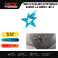 EMBLEM MOTOR LOGO BINTANG 3D TIMBUL BINTANG PETIR AKRILIK MIRROR SUDAH SAMA PEREKAT. 