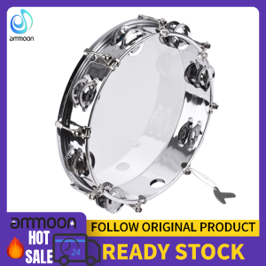 [ammoon]【Ready】10-inch Tambourine Handbell Hand Drum with Double Row Jingles Percussion Instrument