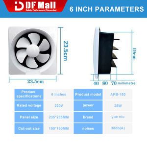 Exhaust Fan 6/8/10/12 Inches Wall Mounted Exhaust Fan Energy Saving Low Noise 6 Blades Powerful Exhaust Fan For Room/Kitchen/Bathroom/Office/Living Room Ventilation exhaust Fan