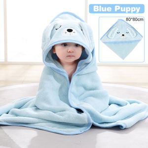 [SG Local Stock]80*80cm Newborn Wrap Blanket Cartoon Coral Fleece Baby Hooded Bath Towel Soft Warm Sleeping Swaddle Wrap Infant Stuff Bathrobe