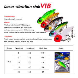 ZEEMIN 5g- 20g Metal All Water Layer Long Throw Colorful Vibration VIB Sequin Luya Artificial Bass Bait Special Bait for Tremor Bait