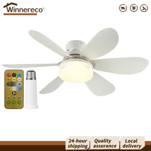 【Free Shipping】 Energy-Efficient Ceiling Fan with LED Light E27 Socket 52cm 3-Speed Fan for Home Indoor Lighting