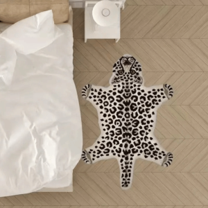 MISSUP Leopard Pattern Pink Tiger Carpet Cartoon Striped Bedroom Floor Mat Unique Absorbent Tiger-shaped Doormat Home Decor