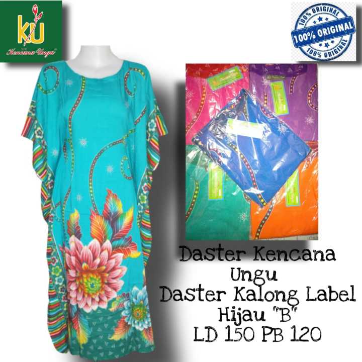 DASTER KENCANA UNGU LABEL HIJAU MODEL KALONG// DASTER BATIK KENCANA ...